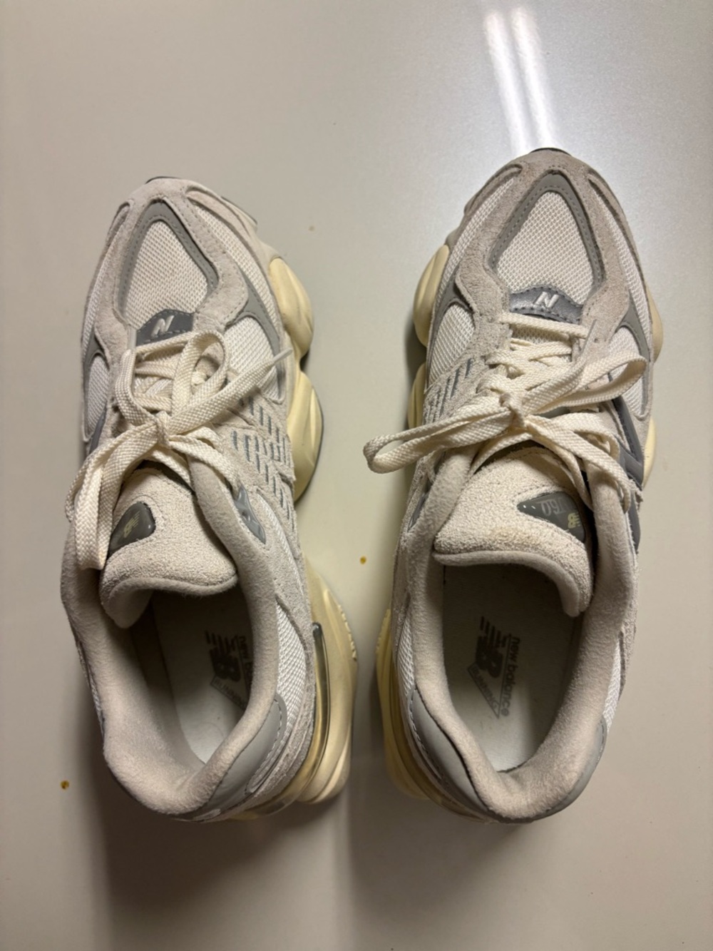 New Balance  9060 Cream & Light Gray Retro Runner